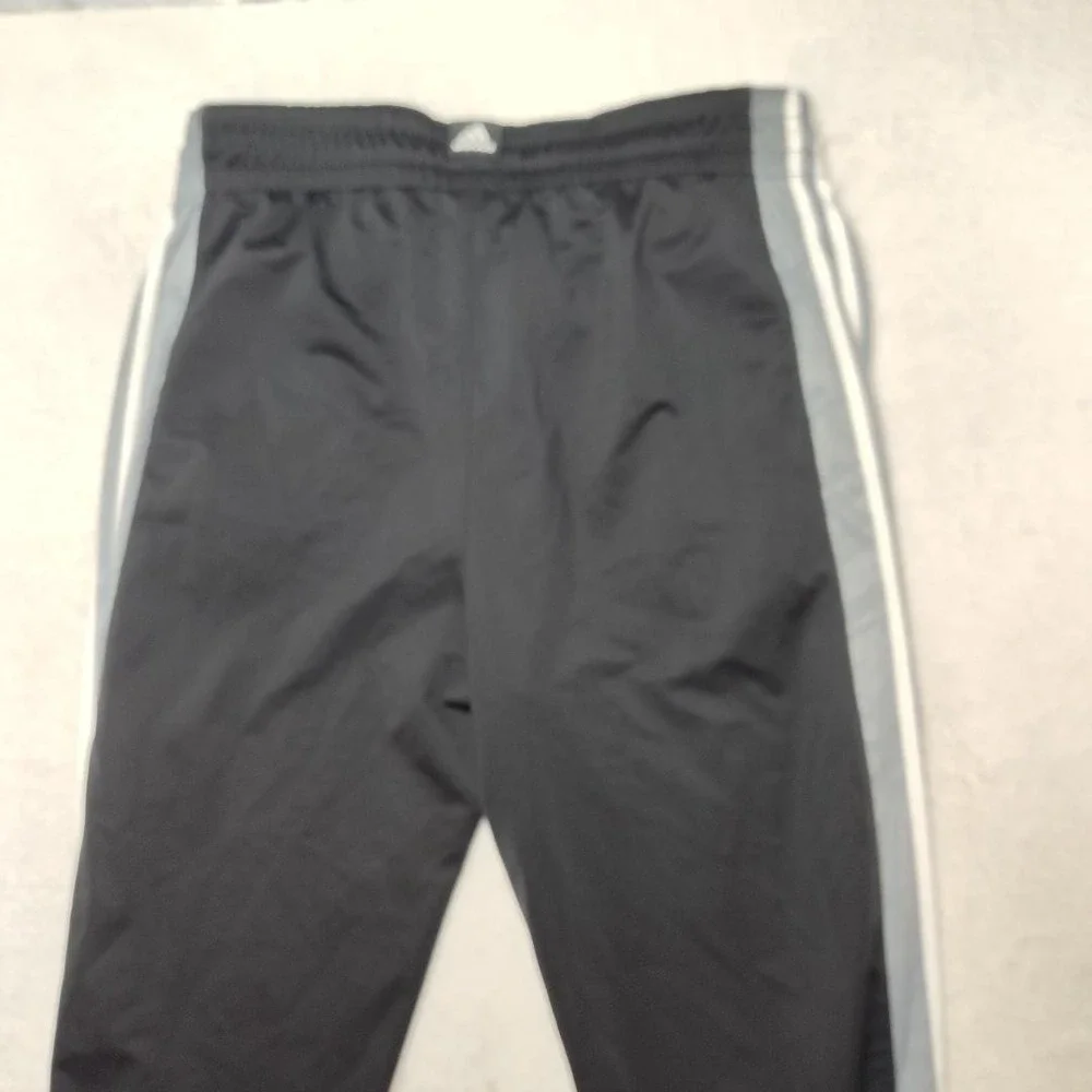 Adidas‎ Track Pants Mens L Black Side Stripe Lined Drawstring Tapered Basketball